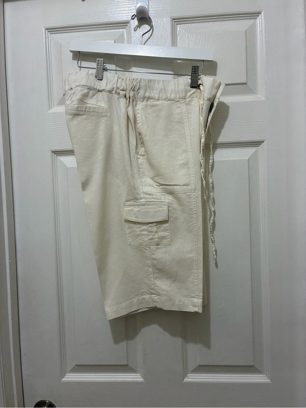 Woman Within Cream Cargo Drawstring Shorts size 12W